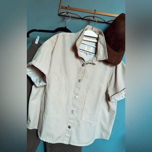 CALI 1850 Los Angeles Striped Utility Top with Statement Pockets (XL)